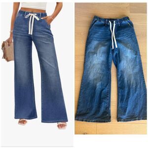 Zesica Wide Leg Flare Pull On Denim Jeans Medium Womens M
